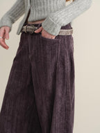 someonesometimes Washed Cotton Vintage Balloon Natural Waist Casual Women Purple Pants