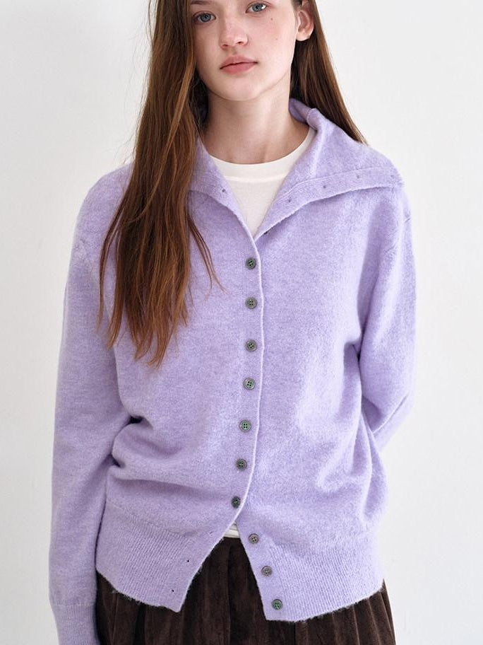 fano Recycled Fiber Loose Fit Casual High Neck Button Long Sleeve Women Cardigans