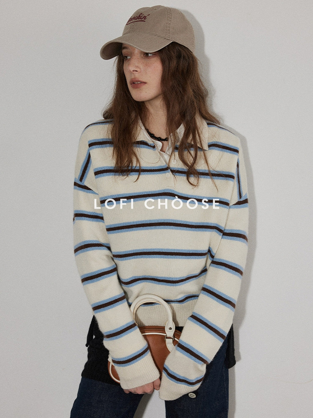 Lofi choose Cozy Knit Pullover Loose Fit Collared Office Women Knitwear Tops Sweaters