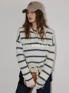 Lofi choose Cozy Knit Pullover Loose Fit Collared Office Women Knitwear Tops Sweaters