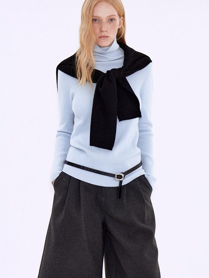 fano Soft Acrylic Blend Turtleneck Slim Fit Pullover Knit Women Everyday Sweaters