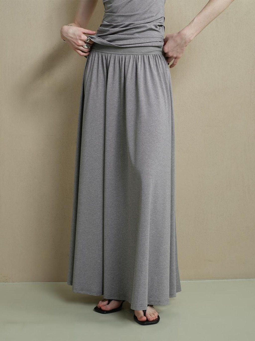 someonesometimes Slim Stretch Office Patchwork Two Piece Women Heather Gray Top & Skirt Sets