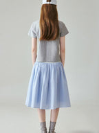 fano Creative Printed Slim Korean Short Sleeve Heather Gray Cotton Basic Crop Tops