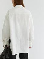 fano Breathable 100 Percent Cotton Button Stand Collar Straight Minimal Women Shirts