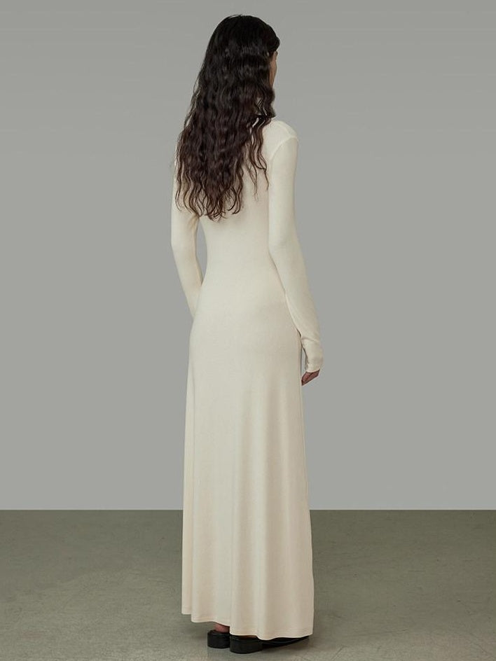 unspoken Waist Defining Knit Hline Minimalist Commuter Long Sleeve Maxi Dresses