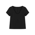 fano_Cotton_Tencel_V-neck_Straight_Fit_Women_Black_White_Short_Sleeve_T-Shirts_MISSTT