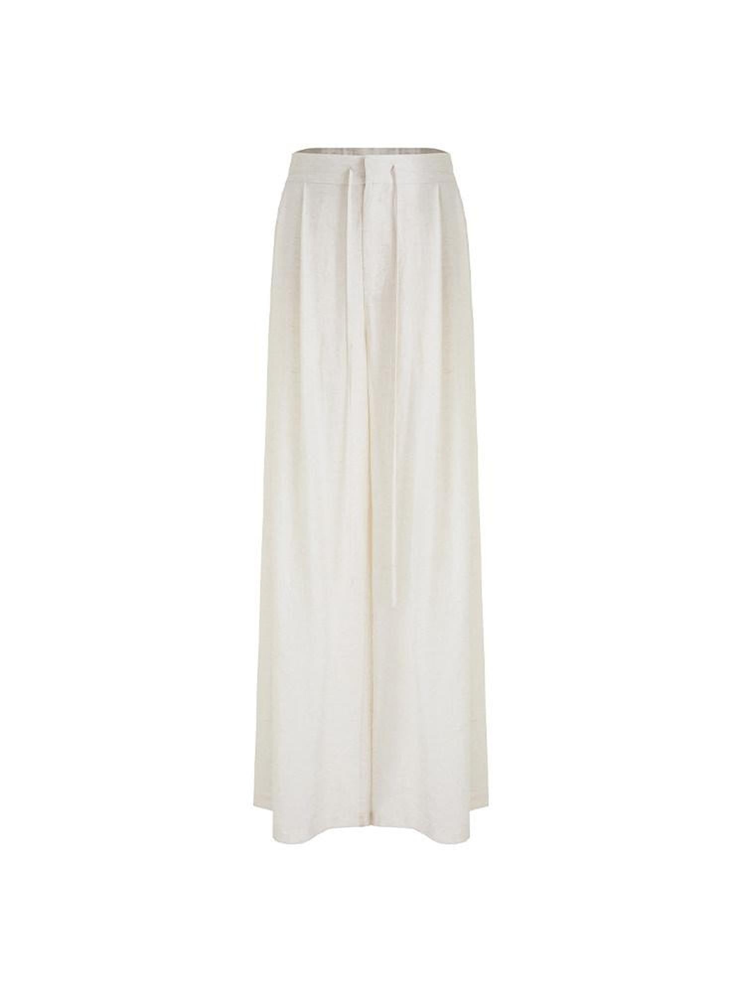 unspoken High Waist Pleated Drawstring Simple Office Loose Relaxed Women Wide Leg Pants