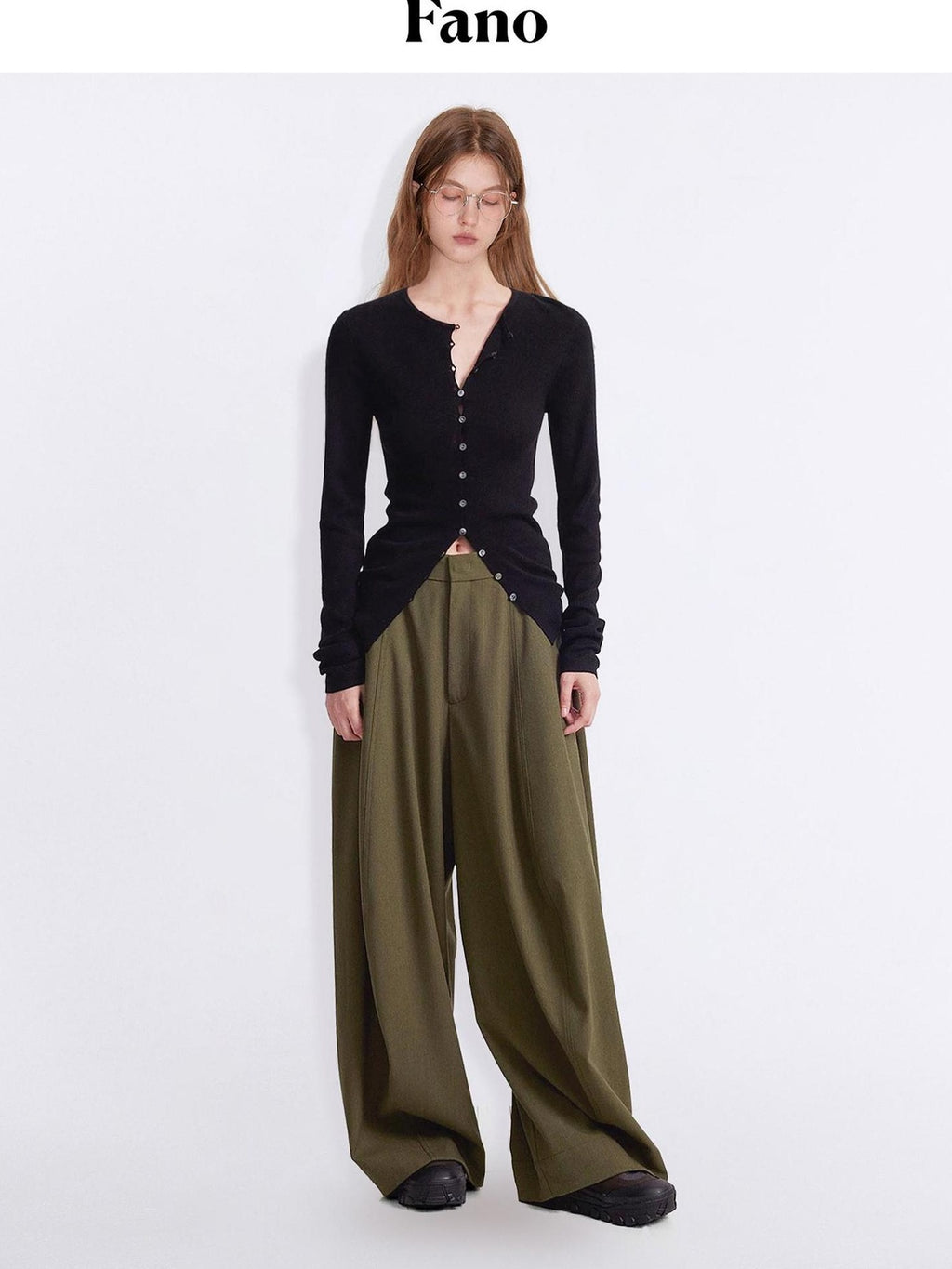 fano Office Ready Korean Slim V-neck Button Longsleeve Women Polyester Cardigans