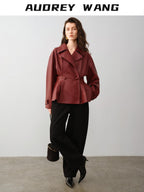 audreyyang Soft Poly Viscose Drape Casual Natural Waist Zip Fly Women Black Wide Leg Pants