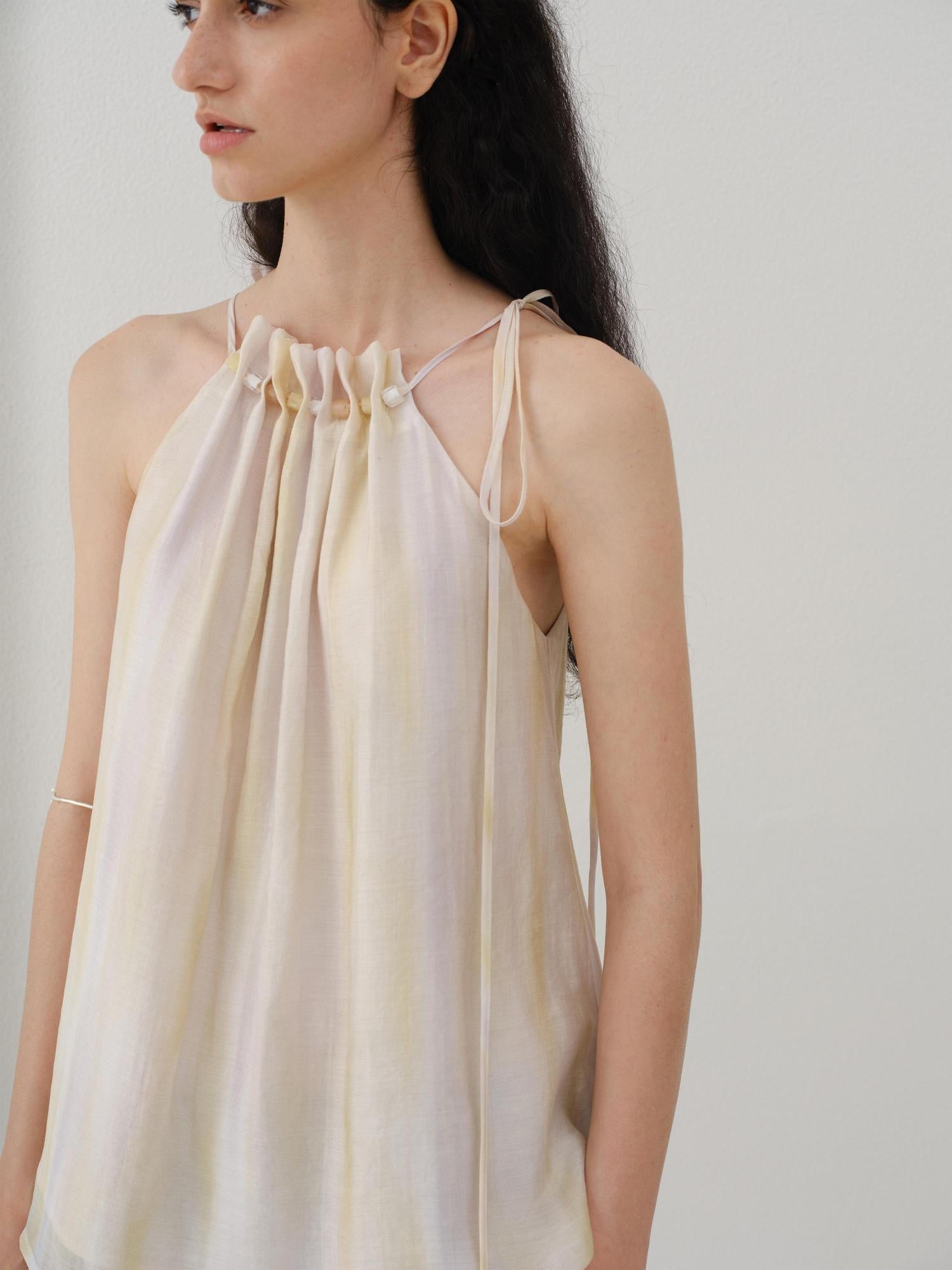 someone sometimes Original Mesh Patchwork Epaulette Loose Striped Women Halter Crop Tops