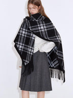 fano Cozy Warm British Plaid Unisex Large Polyester Wool Blend Scarves