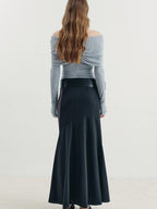someone sometimes Soft Mist Blue Viscose Blend Slim Fit Round Neck Women Long Sleeve T-Shirts