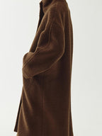 fano Soft Wool Blend Straight Cut Stand Collar Pockets Commuter Midlength Wool Coats