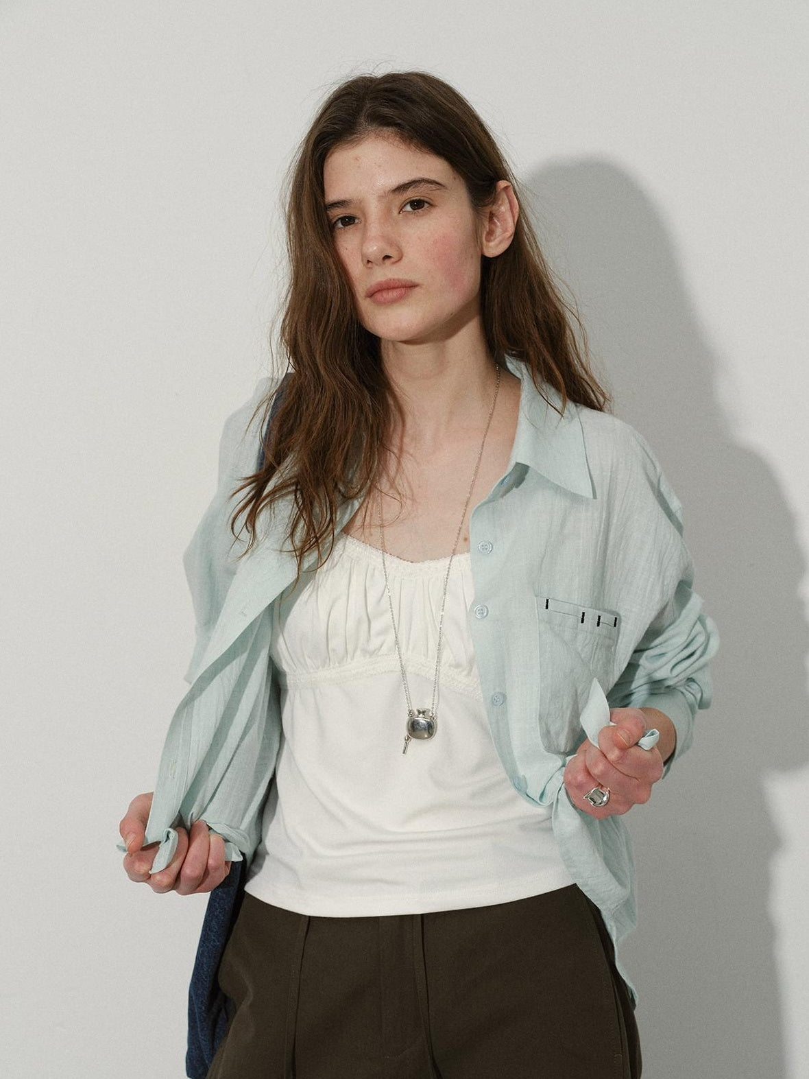 Lofi choose Pure Cotton Loose Fit Commuter Long Sleeve Collared Button Women Casual Shirts