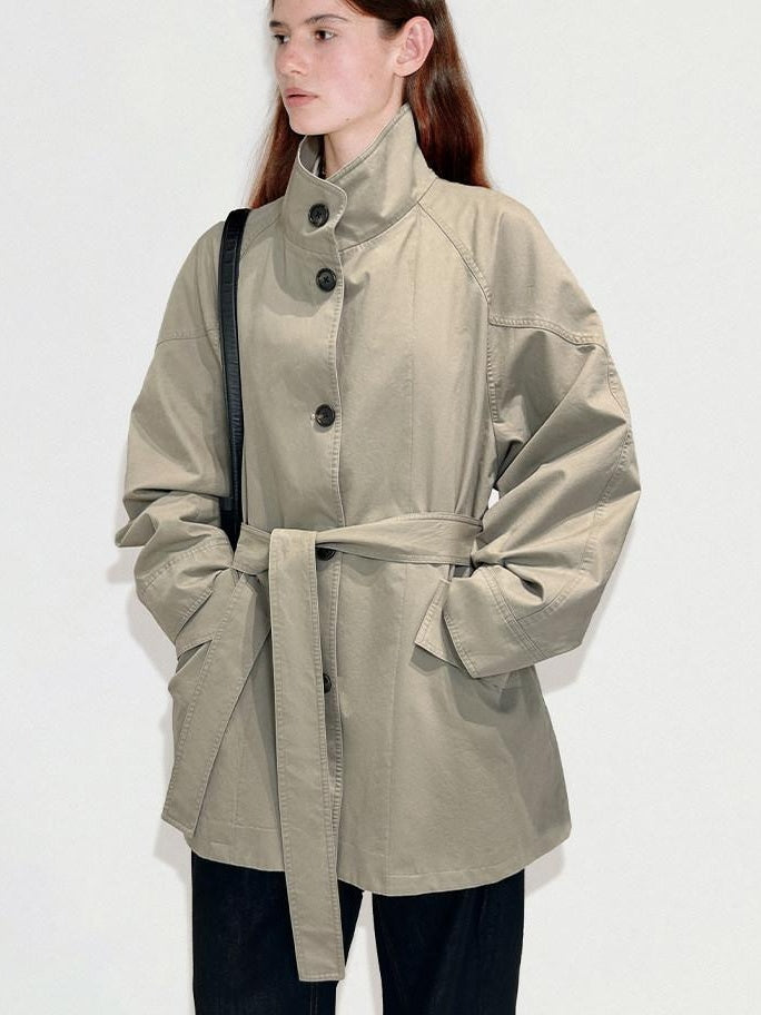 fano Oversized Cotton Blend Single Breasted Korean Commuter Women Khaki Trench Coats