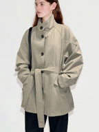 fano Oversized Cotton Blend Single Breasted Korean Commuter Women Khaki Trench Coats