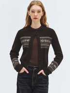 someonesometimes Cozy Wool Alpaca Blend Casual Geometric Button Round Neck Women Cardigans