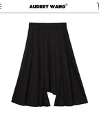 audreyyang_Hand_Pleated_Lined_Asymmetrical_A_Line_Mid_Waist_Polyester_Blend_Midi_Skirts_MISSTT
