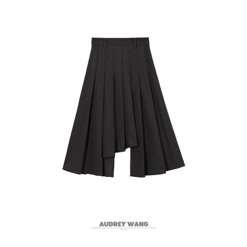 audreyyang_Hand_Pleated_Lined_Asymmetrical_A_Line_Mid_Waist_Polyester_Blend_Midi_Skirts_MISSTT