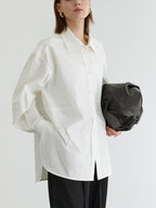 fano Breathable 100 Percent Cotton Button Stand Collar Straight Minimal Women Shirts