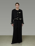 unspoken Warm Button Crew Neck Relaxed Short Workwear Women Black Ivory Cropped Jackets