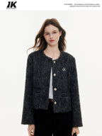 ikyou Wrinkle Resistant 3D Embellished Korean Straight Fit Workwear Cropped Jackets