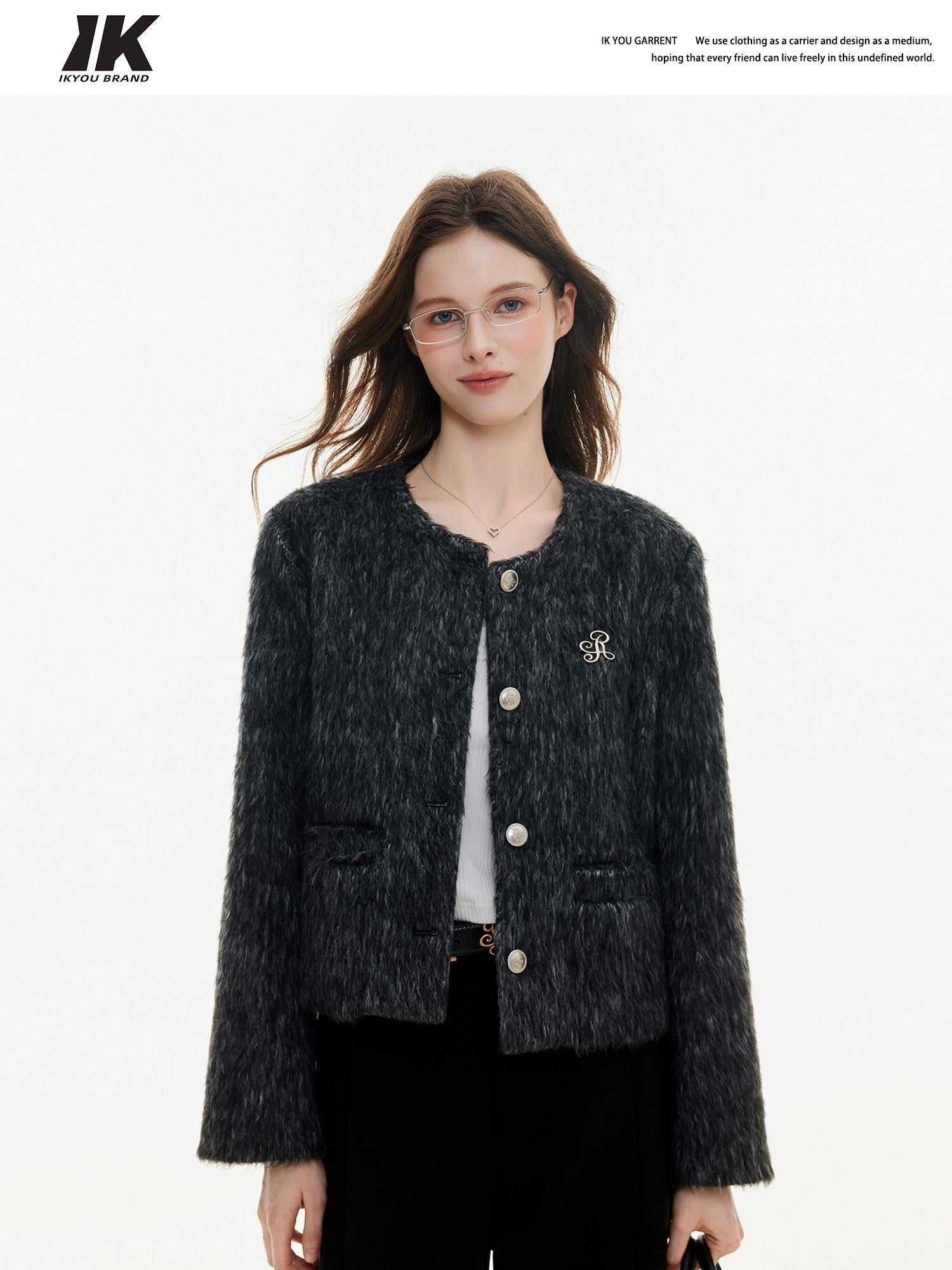 ikyou Wrinkle Resistant 3D Embellished Korean Straight Fit Workwear Cropped Jackets