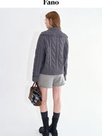 fano Thermal Wool Blend Relaxed Long Sleeve Commuter Heather Grey Cardigans
