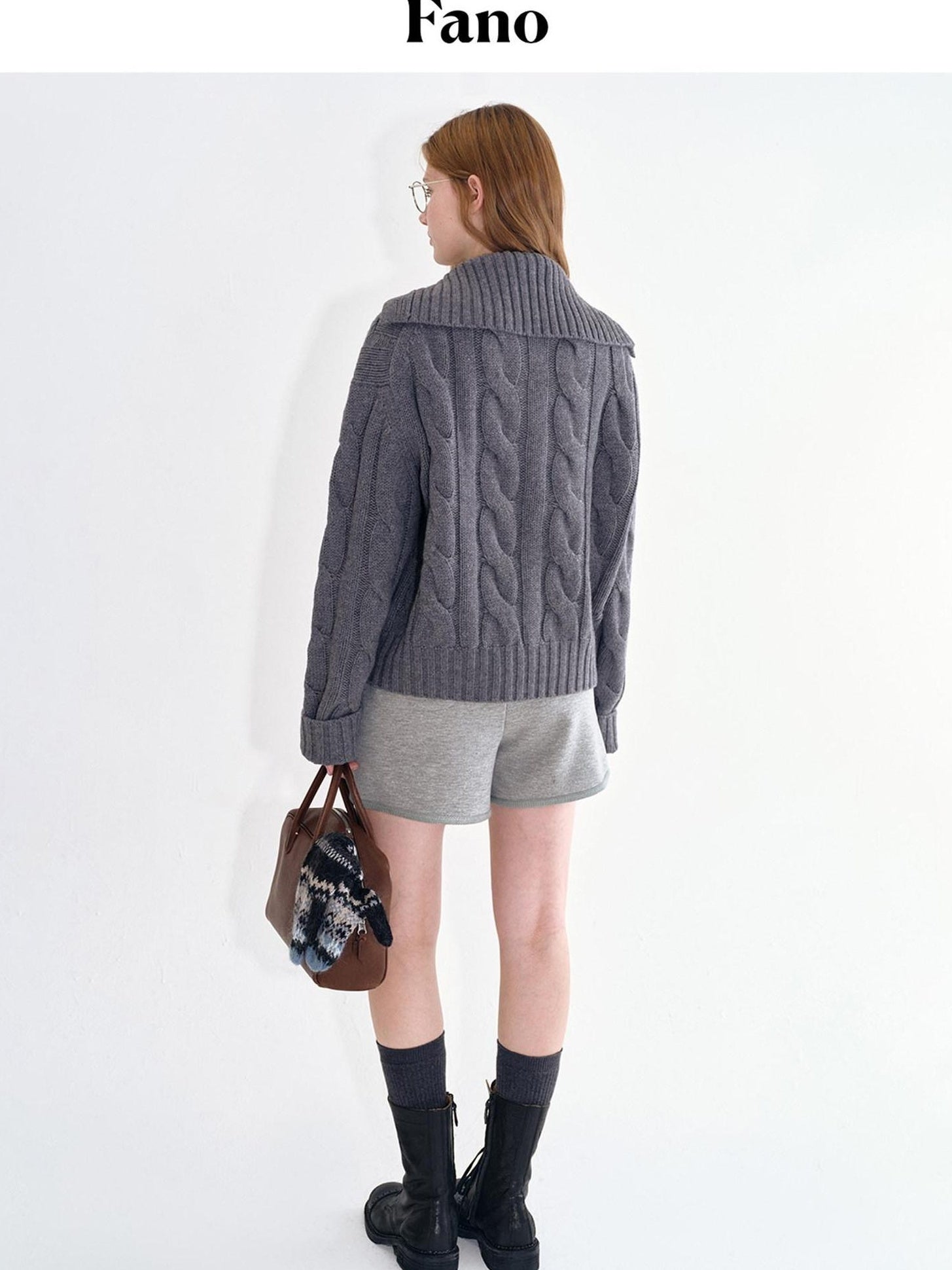 fano Thermal Wool Blend Relaxed Long Sleeve Commuter Heather Grey Cardigans