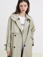 fano Minimalist Double Breasted Long Straight Fit Office Workwear Women Trench Coats