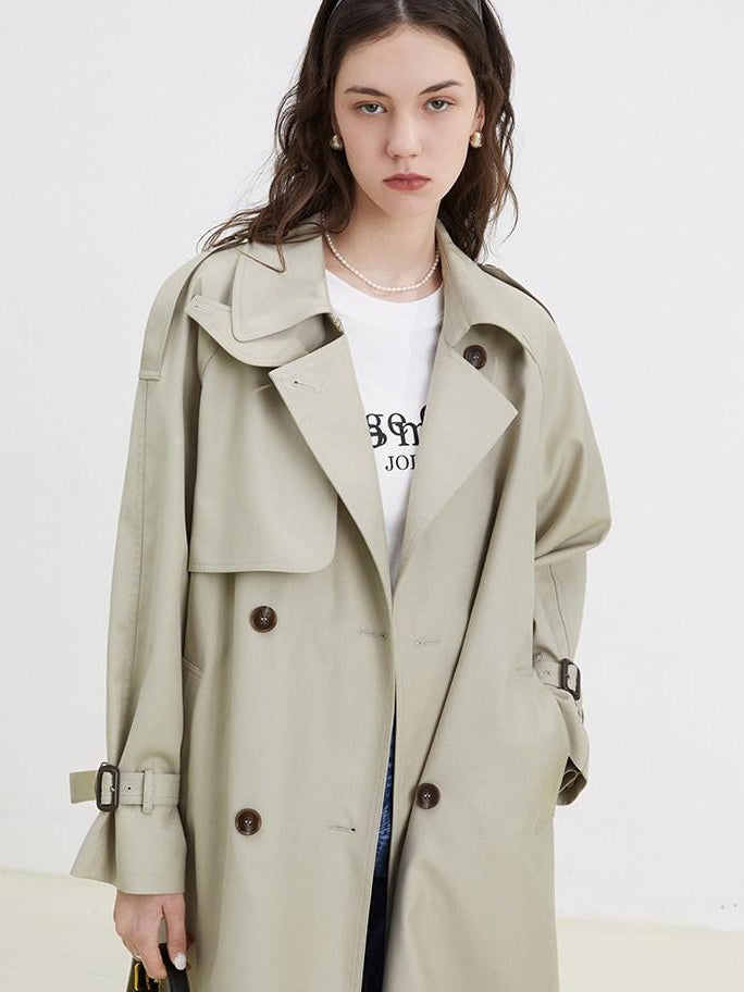 fano Minimalist Double Breasted Long Straight Fit Office Workwear Women Trench Coats