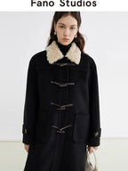 fano Warm Thick Mid Length Stand Collar Straight Commuter Young Women Wool Coats