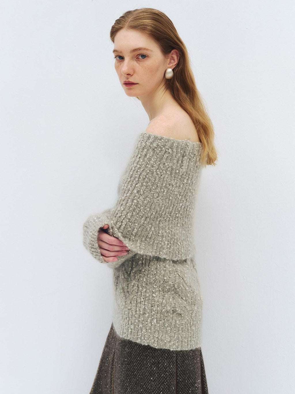 someone sometimes Wool Mohair Blend Oversized Casual Knit Pullover Women Dark Mist Green Sweaters