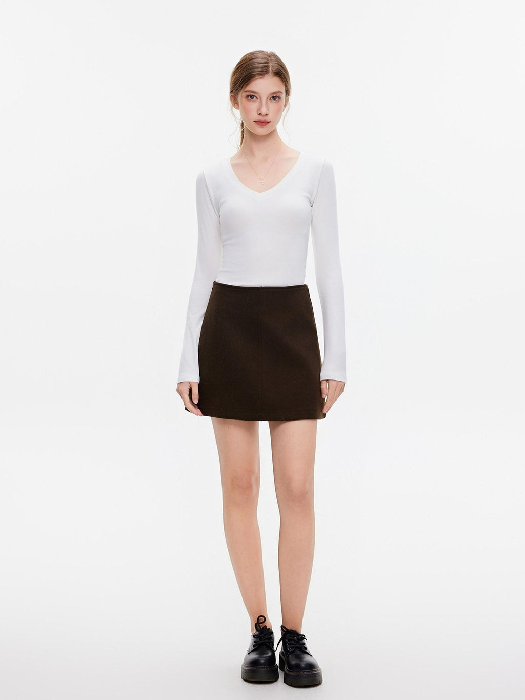 ikyou Wrinkle Free Retro A Line Lined Pocket Mid Waist Women Polyester Mini Skirts