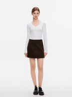 ikyou Wrinkle Free Retro A Line Lined Pocket Mid Waist Women Polyester Mini Skirts