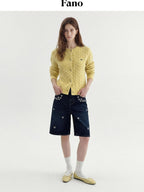 fano Thermal Embroidered Loose Fit Casual Women Long Sleeve Knit Cardigans