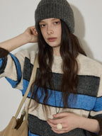 Lofi choose Soft Oversized Commuter Colorblock Knit Pullover Women Crew Neck Sweaters