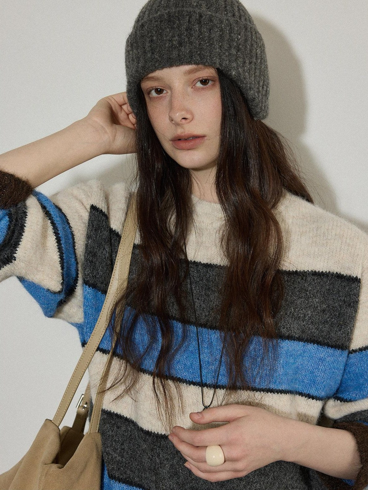 Lofi choose Soft Oversized Commuter Colorblock Knit Pullover Women Crew Neck Sweaters