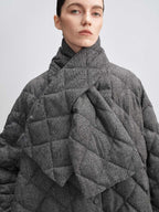 audreyyang 90 Percent Duck Down Warm Mid Length Diamond Quilt Wool Loose Women Down Jackets