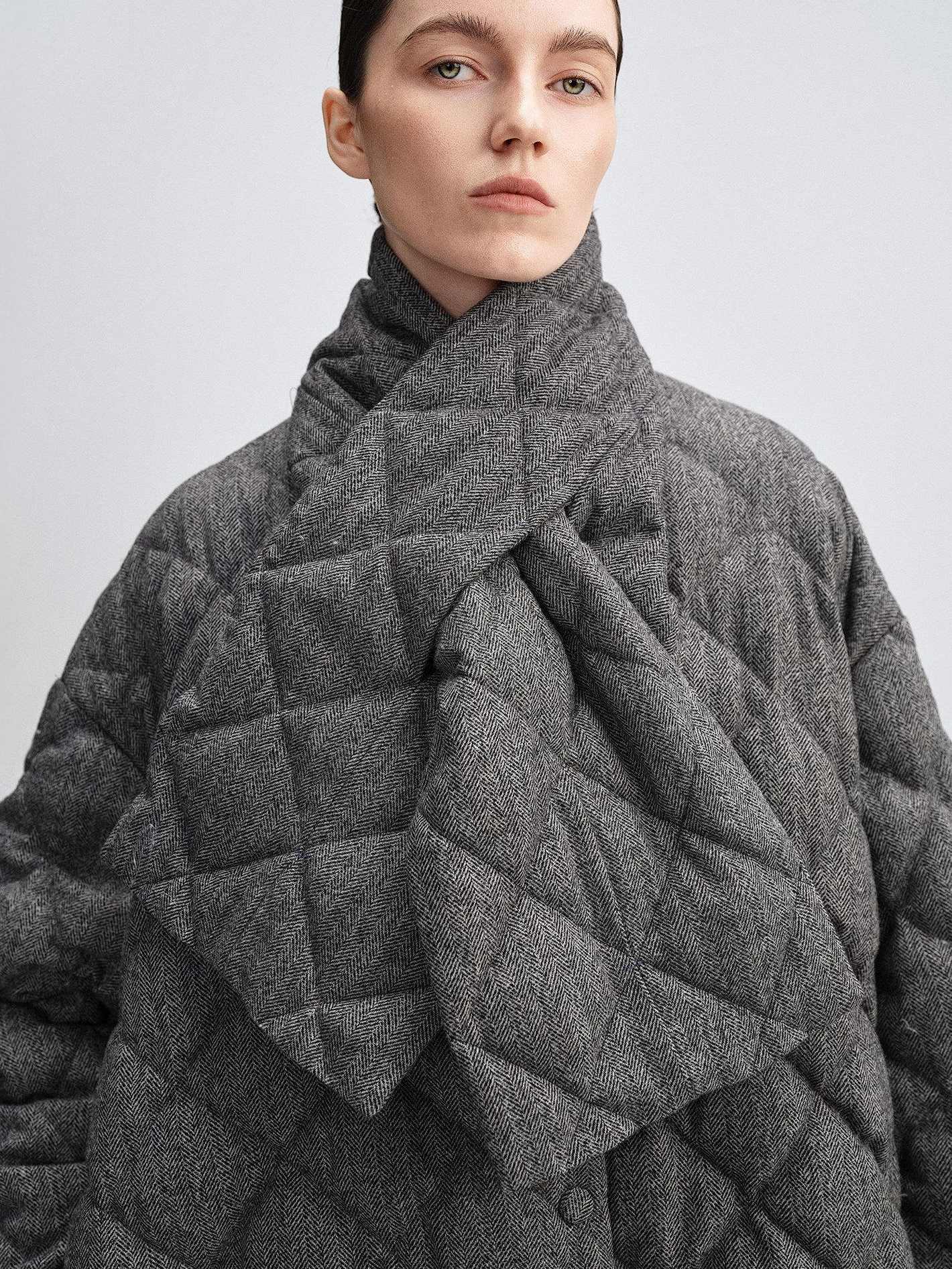 audreyyang 90 Percent Duck Down Warm Mid Length Diamond Quilt Wool Loose Women Down Jackets
