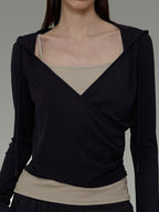 unspoken Navy V-neck Long Sleeve Knit Two Piece Office Casual Women Lounge Sets