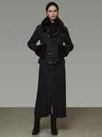 unspoken Warm Buttoned Panel Slim High Waist Long Sleeve Women Black Top & Skirt Sets