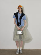 Lofi choose High Waist Bubble Skirt Relaxed Fit Office Custom Dyed Almond Gray Midi Skirts