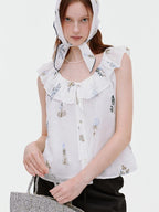 fano Pure Cotton Comfort Relaxed Office Floral Print White Camisoles