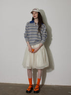 Lofi choose High Waist Bubble Skirt Relaxed Fit Office Custom Dyed Almond Gray Midi Skirts