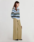 fano Thermal Warm Loose Fit Striped Crewneck Long Sleeve Women Commuter Sweaters