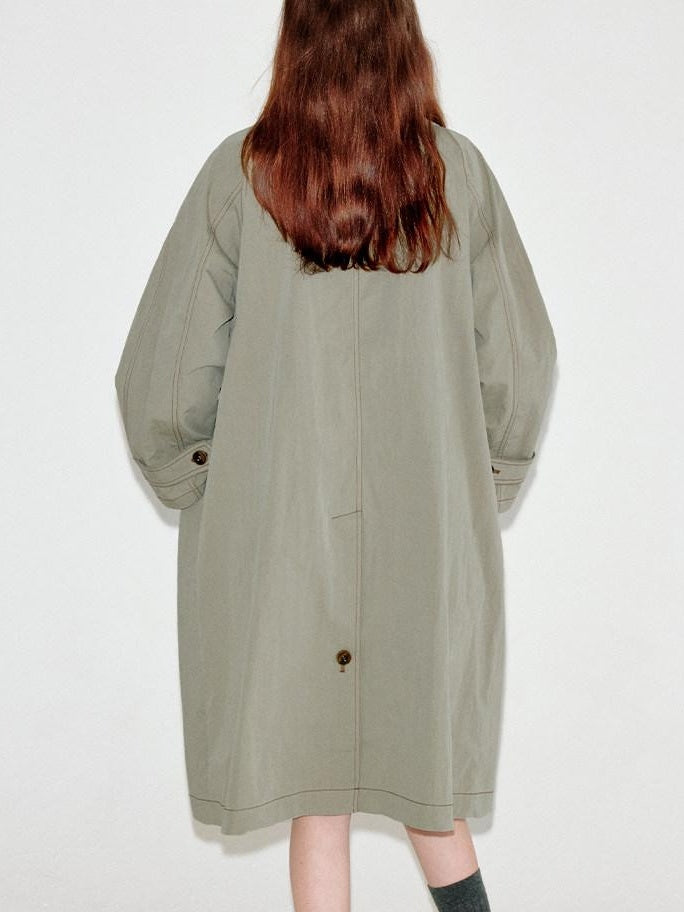 fano Oversized Cotton Blend Single Breasted Korean Commuter Women Khaki Trench Coats