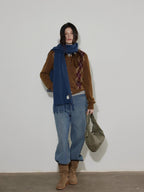 Lofi choose Soft Midweight British Argyle Contrast Button Women Knitwear Cardigans