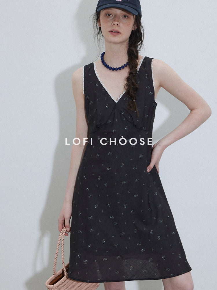 Lofi_choose_Printed_Polyester_Sleeveless_V-neck_A_Line_Casual_Women_Black_Blue_Midi_Dresses_MISSTT