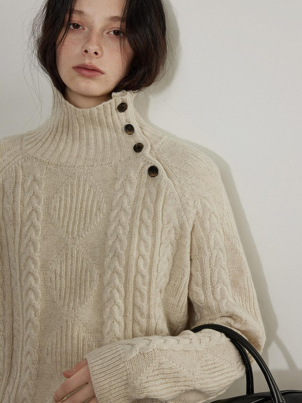 Lofi choose Cozy Thick Commuter Loose Fit Long Sleeve Women Solid Oatmeal Grey Sweaters